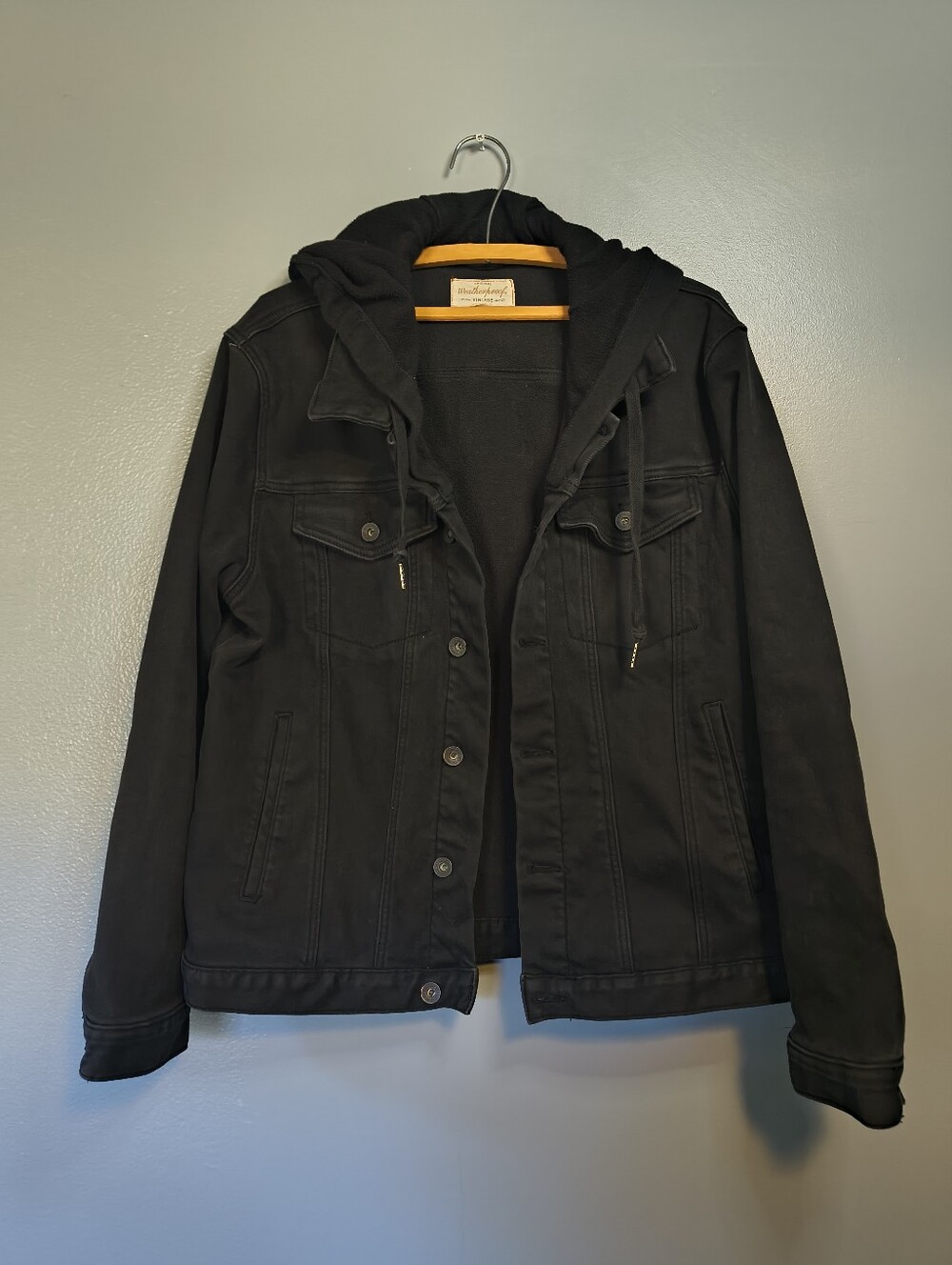 Black Hooded Denim Jacket